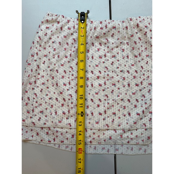 ALL TILT Floral Mini Skirt Ruffle Tiered White Red Blue Dot Women's XL - Picture 2 of 6